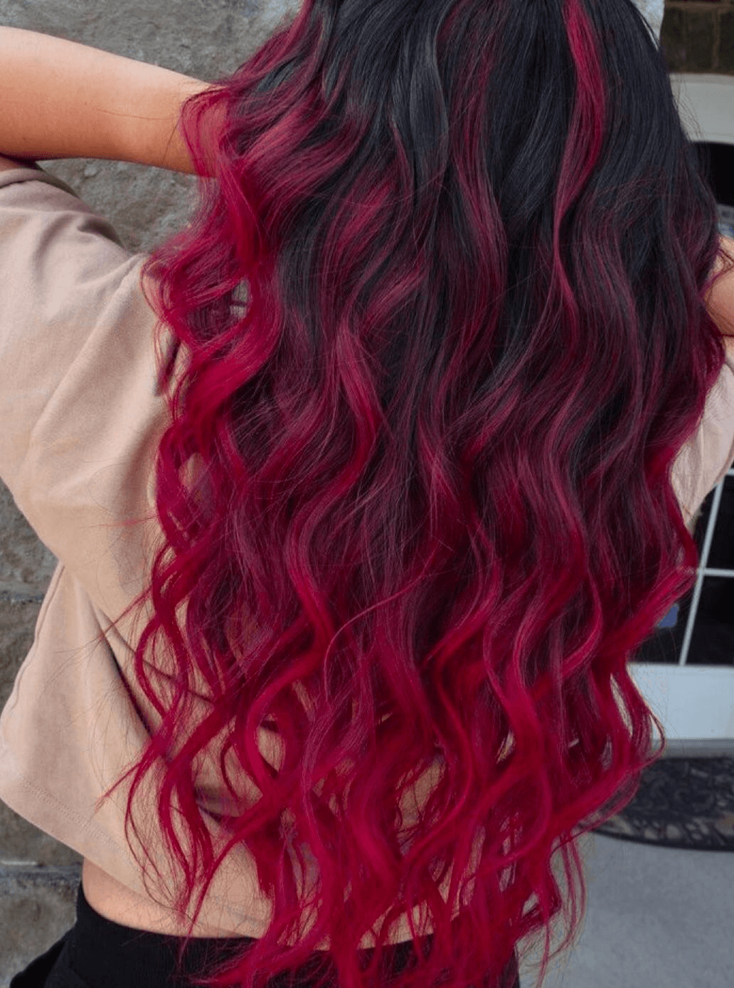 Red ombre hair salon Toujours Belle